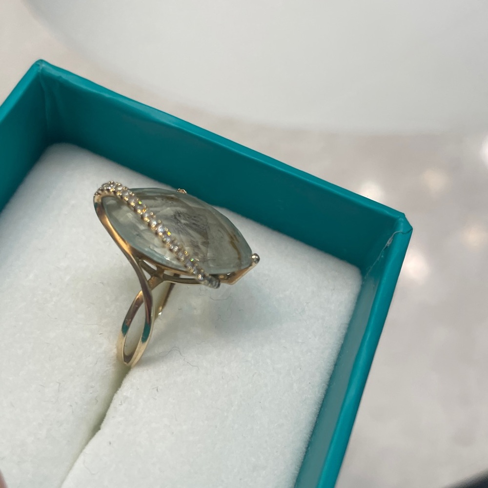 Effy Gold Ring with Green Gemstone and Diamond Accents - Picture 3 of 15
